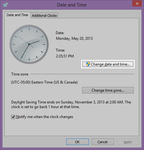 Change Date and Time